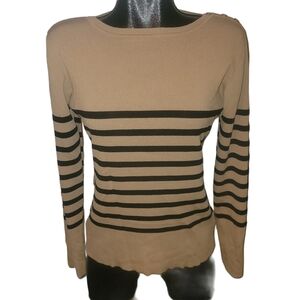 Beecher's Brook Tan and Black Striped Top L